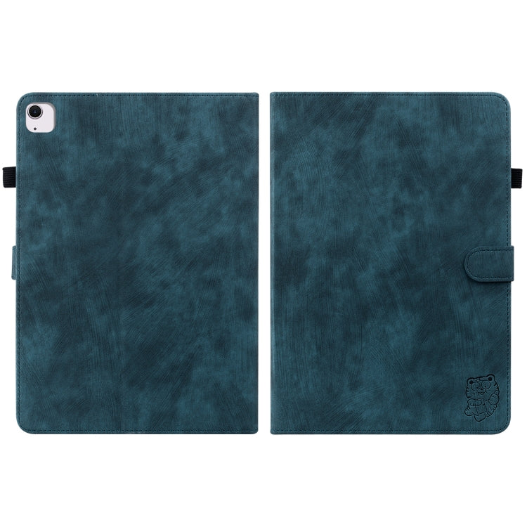 For iPad Air 11 2024 Embossed Tiger Pattern Leather Tablet Case(Dark Blue) - iPad Air 11 2024 Cases by buy2fix | Online Shopping UK | buy2fix