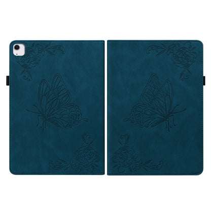 For iPad Air 11 2024 Butterfly Flower Embossed Leather Tablet Case(Blue) - iPad Air 11 2024 Cases by buy2fix | Online Shopping UK | buy2fix