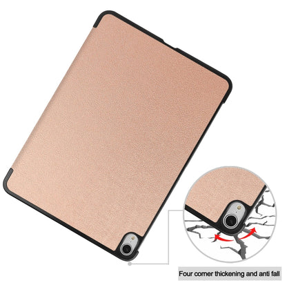 For iPad Air 13 2024 Custer Pure Color 3-Fold Holder Smart Leather Tablet Case(Rose Gold) - iPad Air 13 2024 Cases by buy2fix | Online Shopping UK | buy2fix