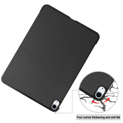 For iPad Air 11 2024 Custer Pure Color 3-Fold Holder Smart Leather Tablet Case(Black) - iPad Air 11 2024 Cases by buy2fix | Online Shopping UK | buy2fix