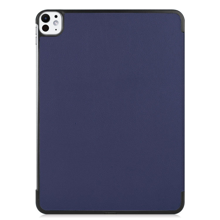 For iPad Pro 11 2024 Custer Pure Color 3-Fold Holder Smart Leather Tablet Case(Blue) - iPad Pro 11 2024 Cases by buy2fix | Online Shopping UK | buy2fix