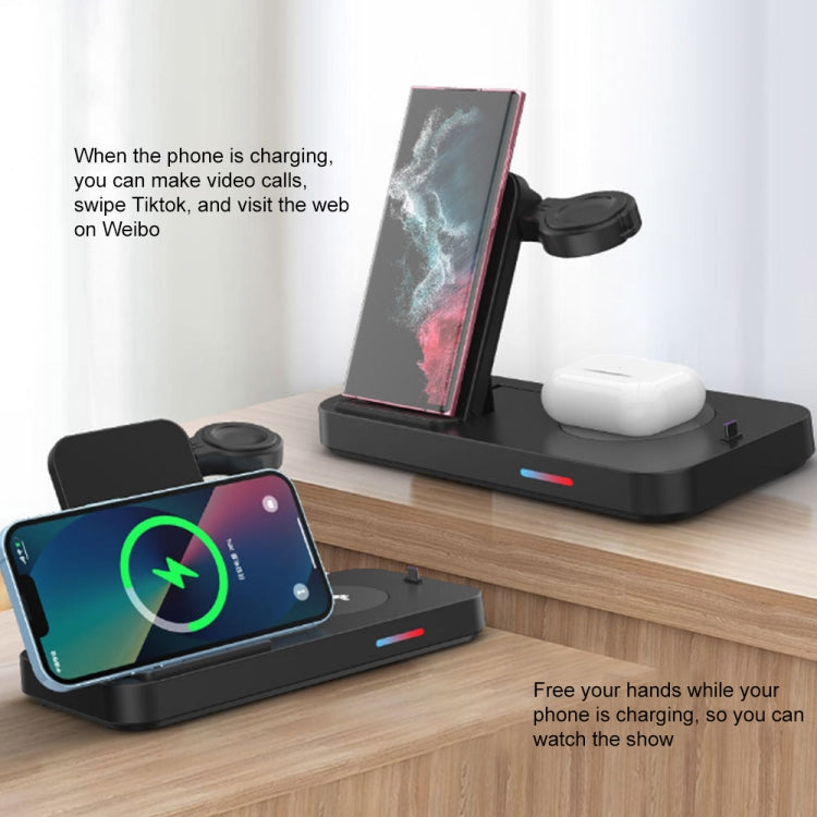 For Samsung Watch Series 3 in 1 15W Fold Wireless Charger Stand(Black) - Multifunction Charger by buy2fix | Online Shopping UK | buy2fix