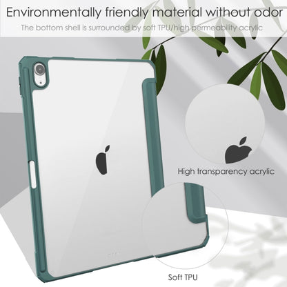 For iPad Air 11 2024 Pure Color 3-fold Clear TPU Smart Leather Tablet Case(Dark Green) - iPad Air 11 2024 Cases by buy2fix | Online Shopping UK | buy2fix