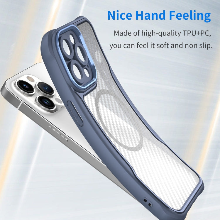 For iPhone 15 Pro Carbon Fiber Texture MagSafe Translucent Phone Case(Blue) - iPhone 15 Pro Cases by buy2fix | Online Shopping UK | buy2fix