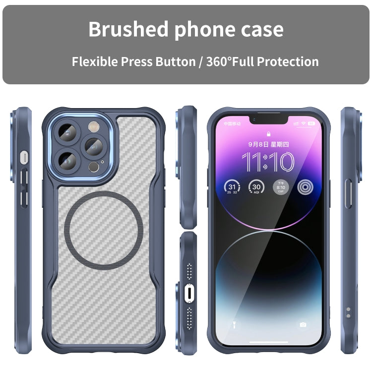 For iPhone 11 Pro Max Carbon Fiber Texture MagSafe Translucent Phone Case(Blue) - iPhone 11 Pro Max Cases by buy2fix | Online Shopping UK | buy2fix