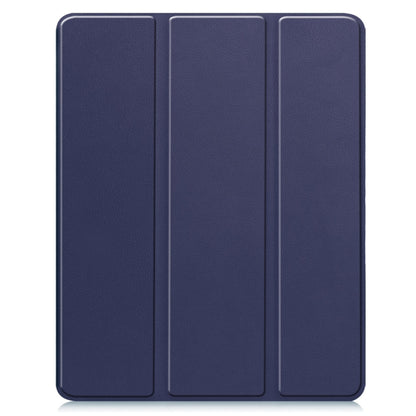 For iPad Air 13 2024 Custer TPU Pure Color 3-Fold Holder Smart Leather Tablet Case with Pen Tray(Dark Blue) - iPad Air 13 2024 Cases by buy2fix | Online Shopping UK | buy2fix