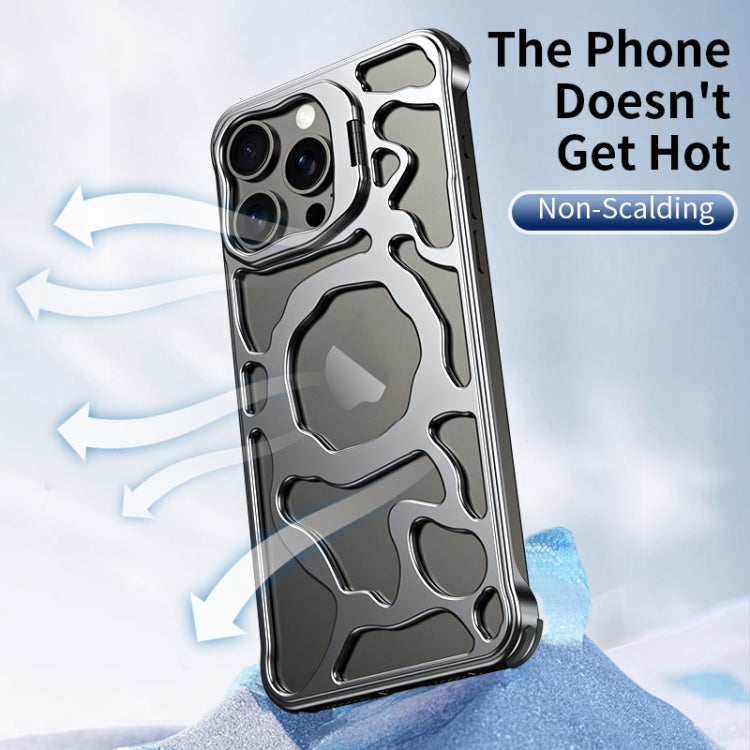 For iPhone 15 Pro Max Auspicious Cloud Series MagSafe Metal Phone Case with Bracket(Silver) - iPhone 15 Pro Max Cases by buy2fix | Online Shopping UK | buy2fix