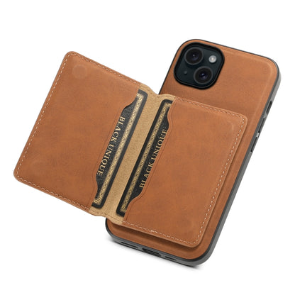 For iPhone 15 Plus Denior D13 Retro Texture Leather MagSafe Card Bag Phone Case(Brown) - iPhone 15 Plus Cases by Denior | Online Shopping UK | buy2fix