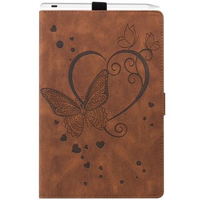 For iPad Pro 11 2024 Love Butterfly Embossed Leather Tablet Case(Brown) - iPad Pro 11 2024 Cases by buy2fix | Online Shopping UK | buy2fix