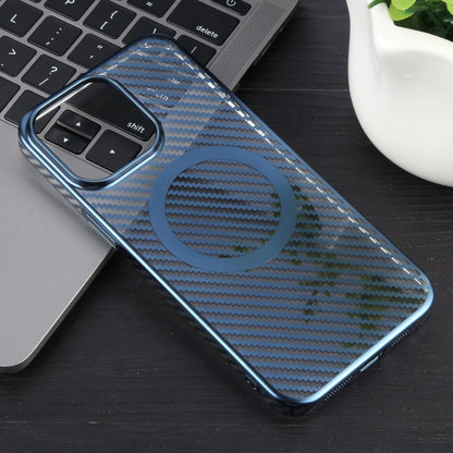 For iPhone 15 Plus 6D Plated Carbon Fiber Clear Magsafe PC Phone Case(Dream Blue) - iPhone 15 Plus Cases by buy2fix | Online Shopping UK | buy2fix