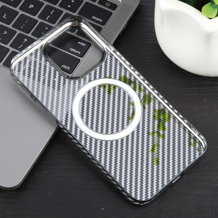 For iPhone 12 Pro 6D Plated Carbon Fiber Clear Magsafe PC Phone Case(Starry Black) - iPhone 12 / 12 Pro Cases by buy2fix | Online Shopping UK | buy2fix