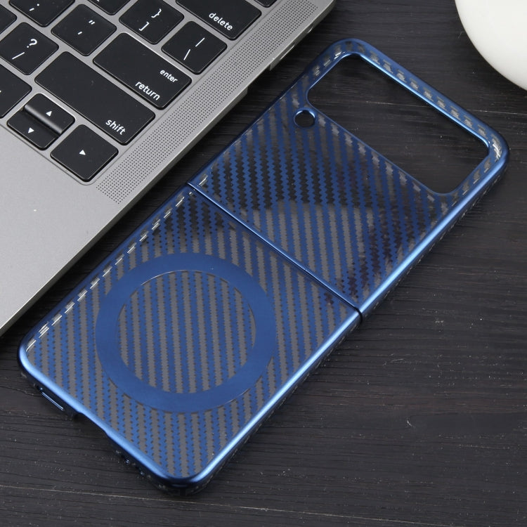 For Samsung Galaxy Z Flip4 6D Plated Carbon Fiber Clear Magsafe PC Phone Case(Dream Blue) - Galaxy Z Flip4 5G Cases by buy2fix | Online Shopping UK | buy2fix