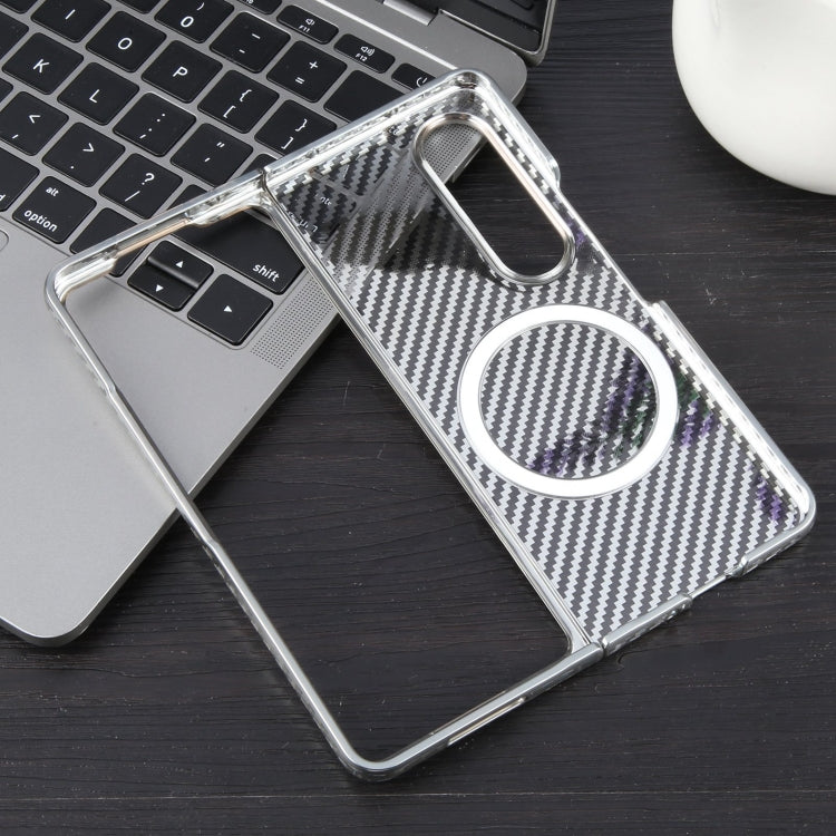 For Samsung Galaxy Z Fold4 6D Plated Carbon Fiber Clear Magsafe PC Phone Case(Starlight Silver) - Galaxy Z Fold4 5G Cases by buy2fix | Online Shopping UK | buy2fix