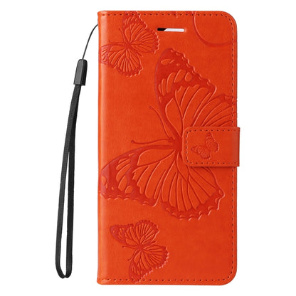 For iPhone 16 Plus 3D Butterfly Embossed Pattern Flip Leather Phone Case(Orange) - iPhone 16 Plus Cases by buy2fix | Online Shopping UK | buy2fix