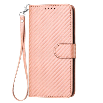 For Motorola Moto G Play 4G 2024 YX0070 Carbon Fiber Buckle Leather Phone Case with Lanyard(Pink) - Motorola Cases by buy2fix | Online Shopping UK | buy2fix