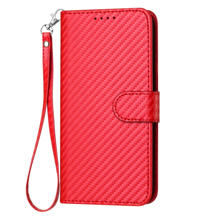 For Motorola Moto G Stylus 5G 2024 YX0070 Carbon Fiber Buckle Leather Phone Case with Lanyard(Red) - Motorola Cases by buy2fix | Online Shopping UK | buy2fix