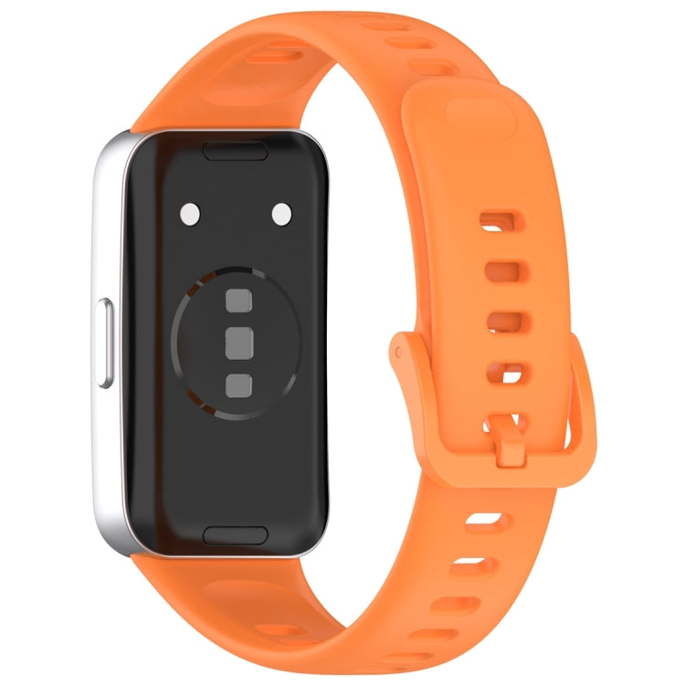 For Huawei Band 9 / 9 NFC / 8 / 8 NFC Nail Button Glossy Silicone Watch Band(Orange) - Watch Bands by buy2fix | Online Shopping UK | buy2fix