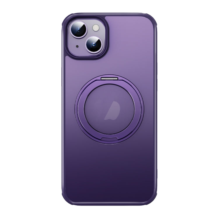 For iPhone 14 Plus MagSafe Holder PC Hybrid TPU Phone Case(Matte Purple) - iPhone 14 Plus Cases by buy2fix | Online Shopping UK | buy2fix