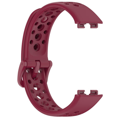 For Huawei Band 9 / 9 NFC / 8 / 8 NFC Round Hole Nail Button Silicone Watch Band(Wine Red) - Watch Bands by buy2fix | Online Shopping UK | buy2fix