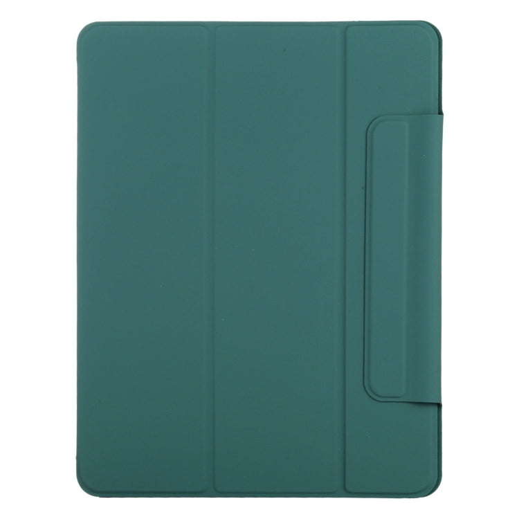 For iPad Pro 13 2024 Double-sided Clip Fixed Buckle Magnetic PU Leather Smart Tablet Case(Dark Green) - iPad Pro 13 2024 Cases by buy2fix | Online Shopping UK | buy2fix