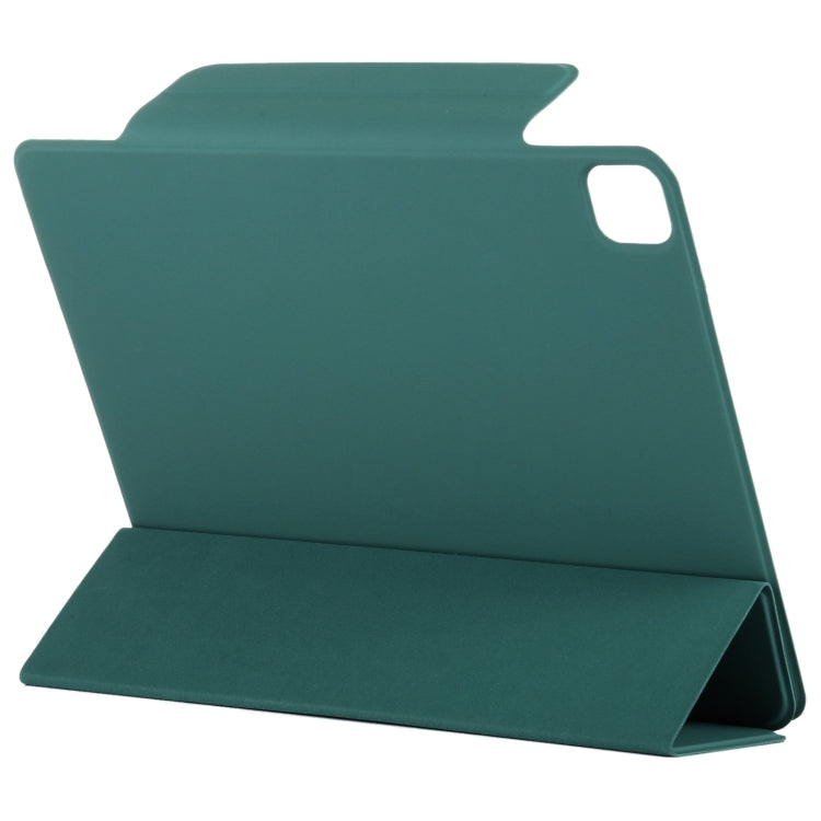 For iPad Pro 11 2024 Double-sided Clip Fixed Buckle Magnetic PU Leather Smart Tablet Case(Dark Green) - iPad Pro 11 2024 Cases by buy2fix | Online Shopping UK | buy2fix