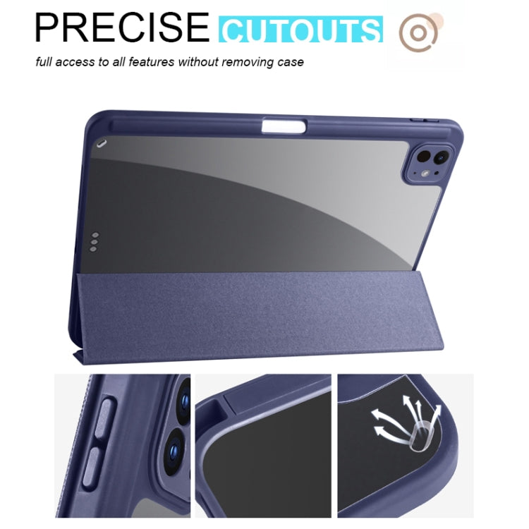 For iPad Pro 11 2024 Acrylic 3-folding Smart Leather Tablet Case(Dark Blue) - iPad Pro 11 2024 Cases by buy2fix | Online Shopping UK | buy2fix