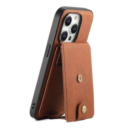 For iPhone 15 Pro Denior D14 NK Retro Pattern MagSafe Magnetic Card Holder Leather Phone Case(Brown) - iPhone 15 Pro Cases by Denior | Online Shopping UK | buy2fix