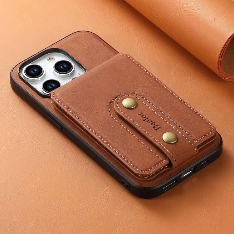 For iPhone 14 Pro Max Denior D14 NK Retro Pattern MagSafe Magnetic Card Holder Leather Phone Case(Brown) - iPhone 14 Pro Max Cases by Denior | Online Shopping UK | buy2fix