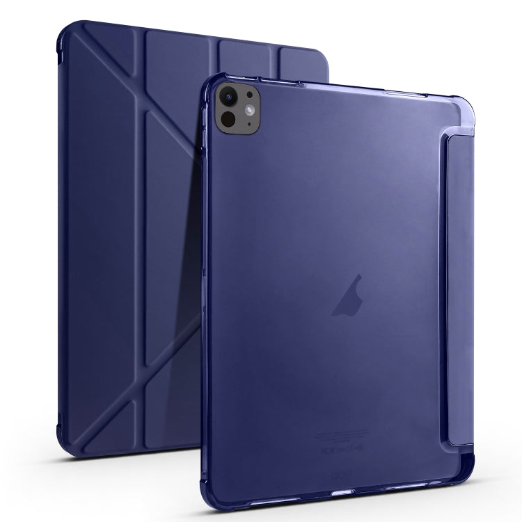 For iPad Pro 11 2024 Multi-folding TPU Leather Smart Tablet Case with Pen Slot(Dark Blue) - iPad Pro 11 2024 Cases by buy2fix | Online Shopping UK | buy2fix