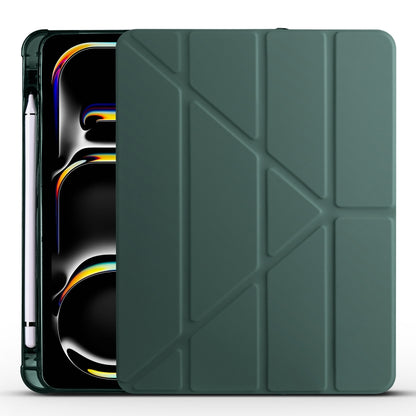 For iPad Pro 11 2024 Multi-folding TPU Leather Smart Tablet Case with Pen Slot(Pine Green) - iPad Pro 11 2024 Cases by buy2fix | Online Shopping UK | buy2fix