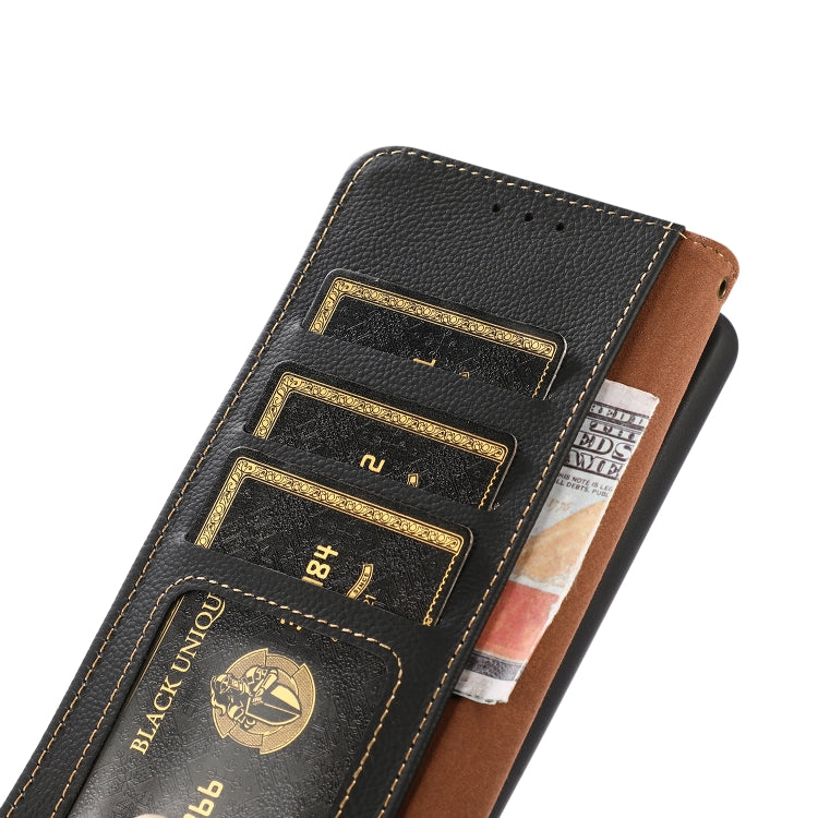 For iPhone 16 Pro Max KHAZNEH Custer Genuine Leather RFID Phone Case(Black) - iPhone 16 Pro Max Cases by buy2fix | Online Shopping UK | buy2fix