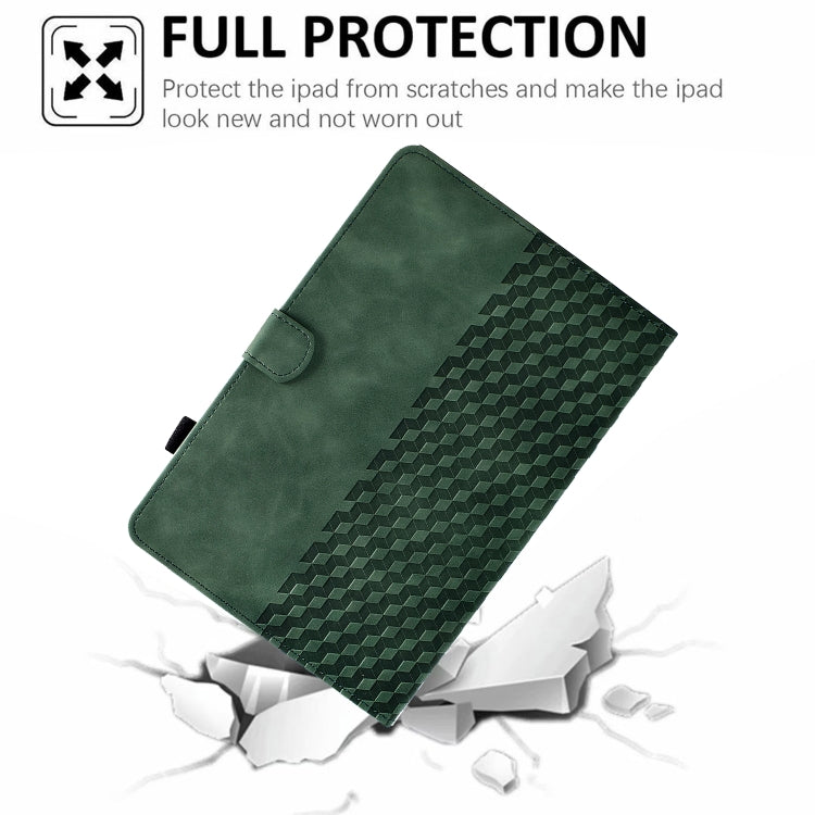 For iPad Pro 11 2024 Rhombus Embossed Leather Tablet Case(Green) - iPad Pro 11 2024 Cases by buy2fix | Online Shopping UK | buy2fix