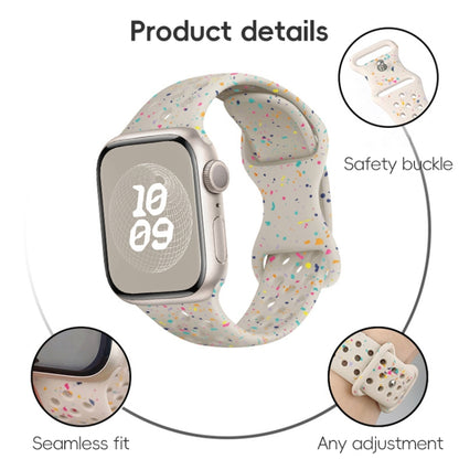 For Apple Watch SE 40mm Hole Style Butterfly Buckle Camouflage Silicone Watch Band(Milk Tea) - Watch Bands by buy2fix | Online Shopping UK | buy2fix