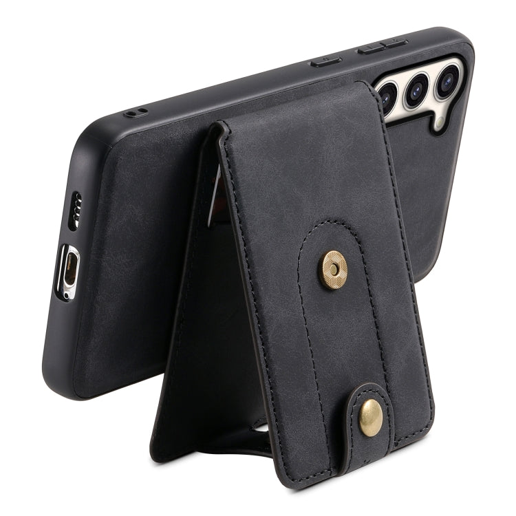 For Samsung Galaxy S23+ 5G Denior D14 NK Retro Pattern MagSafe Magnetic Card Holder Leather Phone Case(Black) - Galaxy S23+ 5G Cases by Denior | Online Shopping UK | buy2fix