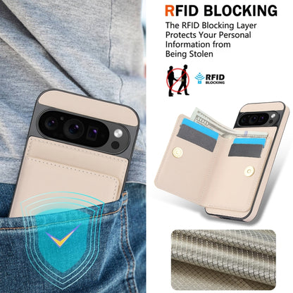 For Google Pixel 9 Pro XL RFID Anti-theft Card Ring Holder Phone Case(White) - Google Cases by buy2fix | Online Shopping UK | buy2fix