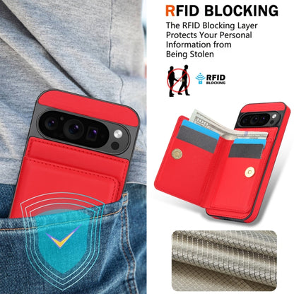 For Google Pixel 9 Pro XL RFID Anti-theft Card Ring Holder Phone Case(Red) - Google Cases by buy2fix | Online Shopping UK | buy2fix