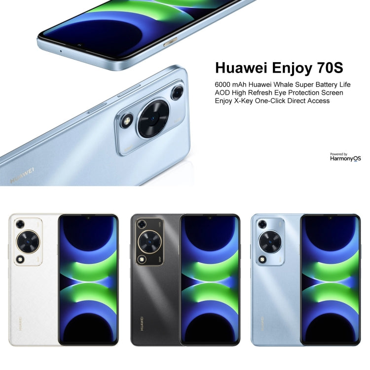 HUAWEI Enjoy 70S, 8GB+256GB, Side Fingerprint Identification, 6.75 inch HarmonyOS 4.2 Octa Core 2.4GHz, Network: 4G, Not Support Google Play(Blue) - Huawei Mate & P by Huawei | Online Shopping UK | buy2fix