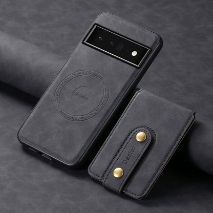 For Google Pixel 6 Pro Denior D14 NK Retro Pattern MagSafe Magnetic Card Holder Leather Phone Case(Black) - Google Cases by Denior | Online Shopping UK | buy2fix