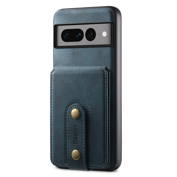 For Google Pixel 7 Pro 5G Denior D14 NK Retro Pattern MagSafe Magnetic Card Holder Leather Phone Case(Blue) - Google Cases by Denior | Online Shopping UK | buy2fix