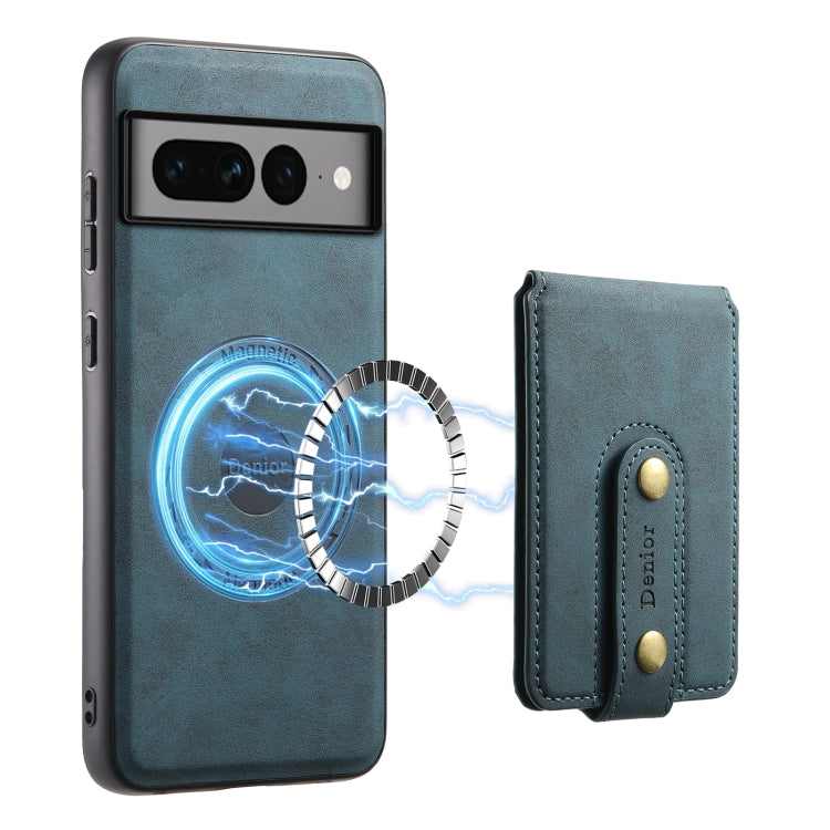 For Google Pixel 7 Pro 5G Denior D14 NK Retro Pattern MagSafe Magnetic Card Holder Leather Phone Case(Blue) - Google Cases by Denior | Online Shopping UK | buy2fix