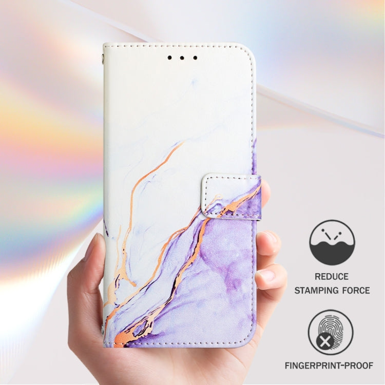 For Google Pixel 9 PT003 Marble Pattern Flip Leather Phone Case(White Purple) - Google Cases by buy2fix | Online Shopping UK | buy2fix