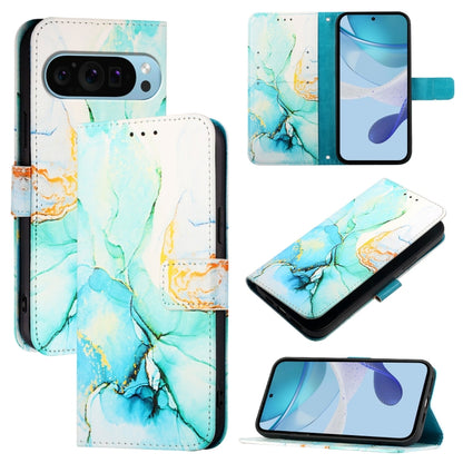 For Google Pixel 9 PT003 Marble Pattern Flip Leather Phone Case(Green) - Google Cases by buy2fix | Online Shopping UK | buy2fix