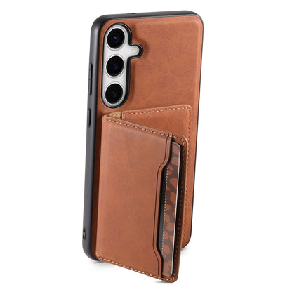 For Samsung Galaxy S24+ 5G Denior D13 Retro Texture Leather MagSafe Card Bag Phone Case(Brown) - Galaxy S24+ 5G Cases by Denior | Online Shopping UK | buy2fix