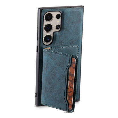 For Samsung Galaxy S24 Ultra 5G Denior D13 Retro Texture Leather MagSafe Card Bag Phone Case(Blue) - Galaxy S24 Ultra 5G Cases by Denior | Online Shopping UK | buy2fix