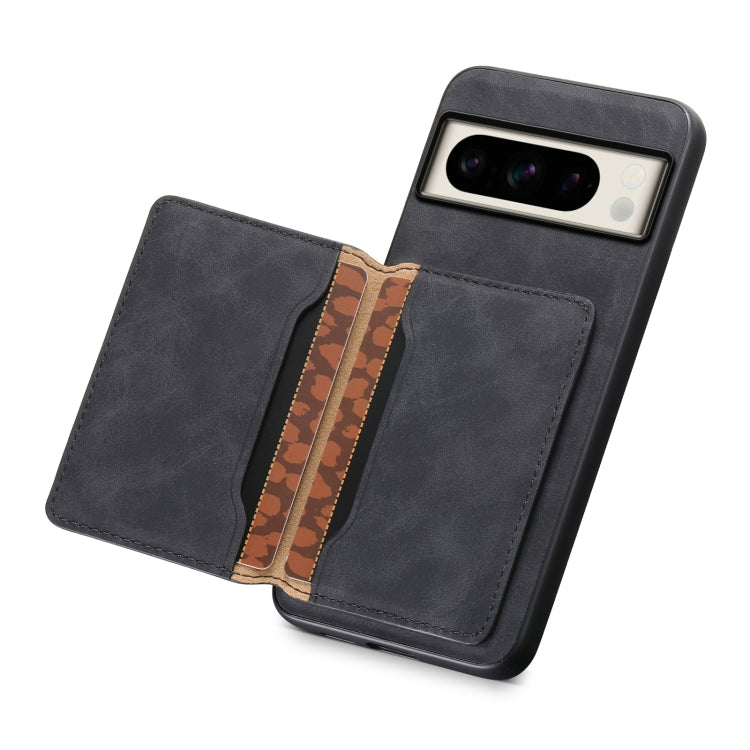 For Google Pixel 8 Pro Denior D13 Retro Texture Leather MagSafe Card Bag Phone Case(Black) - Google Cases by Denior | Online Shopping UK | buy2fix