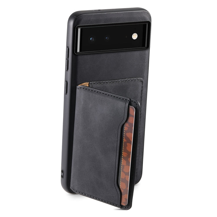 For Google Pixel 6 Denior D13 Retro Texture Leather MagSafe Card Bag Phone Case(Black) - Google Cases by Denior | Online Shopping UK | buy2fix
