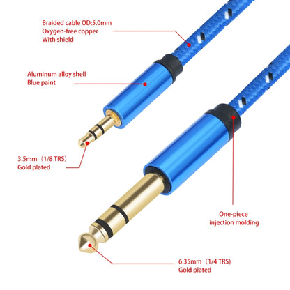 3662-3662BK 3.5mm Male to 6.35mm Male Stereo Amplifier Audio Cable, Length:1m(Blue) - Microphone Audio Cable & Connector by buy2fix | Online Shopping UK | buy2fix