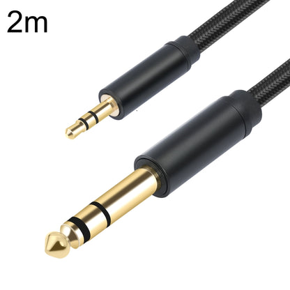 3662-3662BK 3.5mm Male to 6.35mm Male Stereo Amplifier Audio Cable, Length:2m(Black) - Microphone Audio Cable & Connector by buy2fix | Online Shopping UK | buy2fix