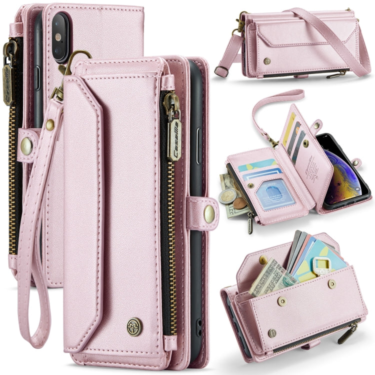 For iPhone XS / X CaseMe C36 Card Slots Zipper Wallet RFID Anti-theft Leather Phone Case(Pink) - More iPhone Cases by CaseMe | Online Shopping UK | buy2fix