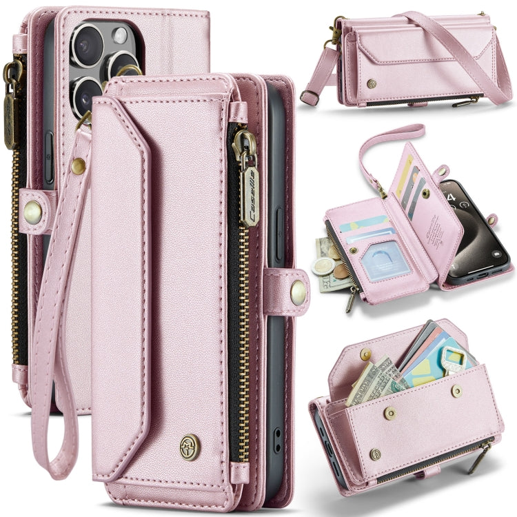 For iPhone 15 Pro Max CaseMe C36 Card Slots Zipper Wallet RFID Anti-theft Leather Phone Case(Pink) - iPhone 15 Pro Max Cases by CaseMe | Online Shopping UK | buy2fix